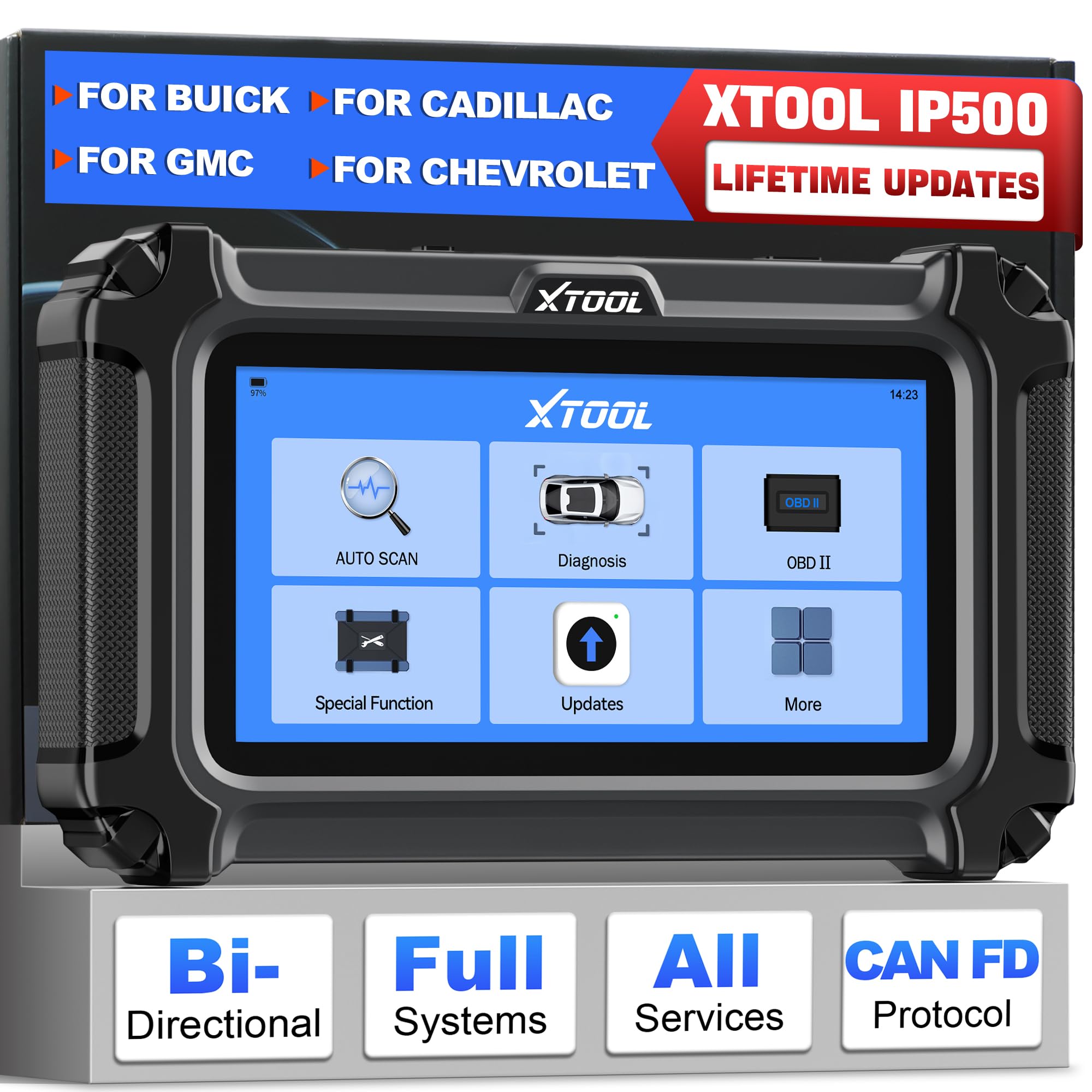XTOOL IP500 OBD2 Scanner for Buick/Chevrolet/Cadillac/GMC, Full